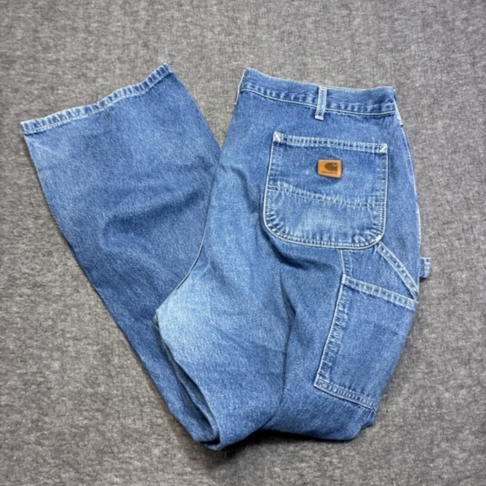 VTG Carhartt Carpenter Pants Mens 40x32 Blue B13 DST Original Dungaree Fit Denim